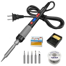90W Soldering Iron Gun Kit Adjustable Temperature Welding Solder Wire Flux Paste