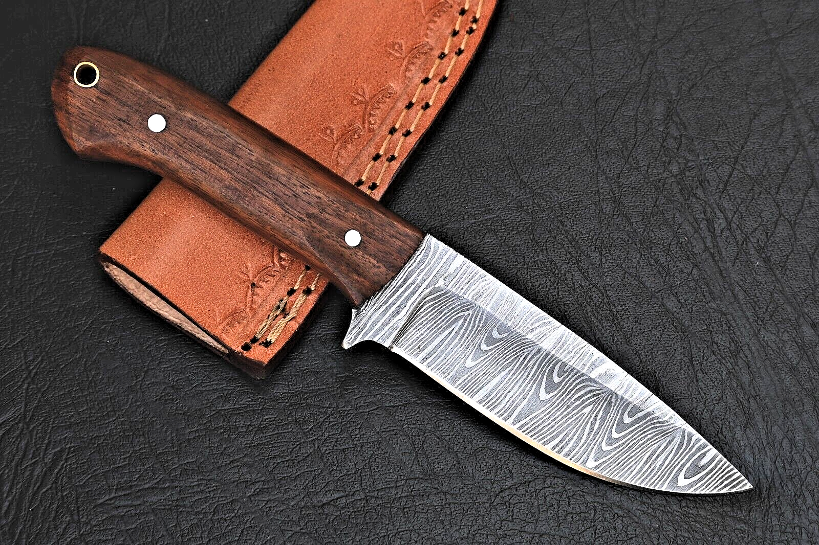 Hand Made Hunting Skinner Knife Forged Damascus Steel Fix Blade Knife 2903