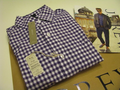 Neu mit Etikett J. Crew SECRET WASH HEMD FÜR HERREN IN MEDIUM GINGHAM kräftiges Lila GR. XSmall - Bild 9 von 11