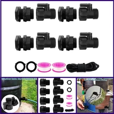 4 Pack Rain Barrel Spigot kit Plastic Garden Hose Water Tanks Tubs Pools Spigot