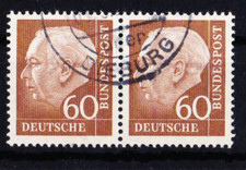 Bund Heuss II, 60Pf, Mi. 262 waager. Paar gestempelt, gut gepr&uuml;ft BPP