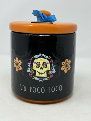 Rae Dunn Disney Coco  Un Poco Loco  Canister   new 2024 6  tall orange black HTF