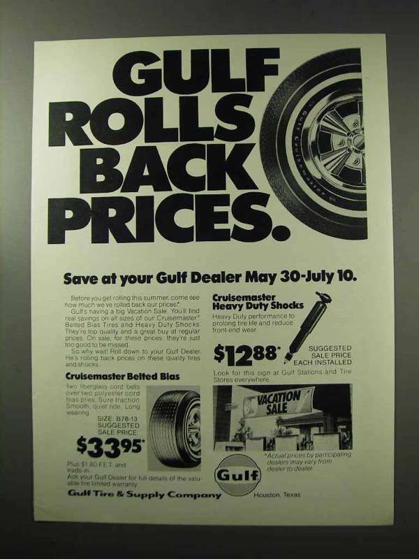 1977 Gulf Cruisemaster Tires and Heavy Duty Shocks Ad