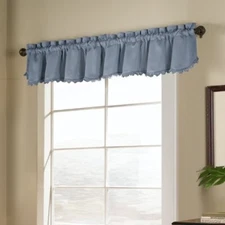 Blackstone 54'' X 15'' Window Curtain Loop Fringe Valance Blue