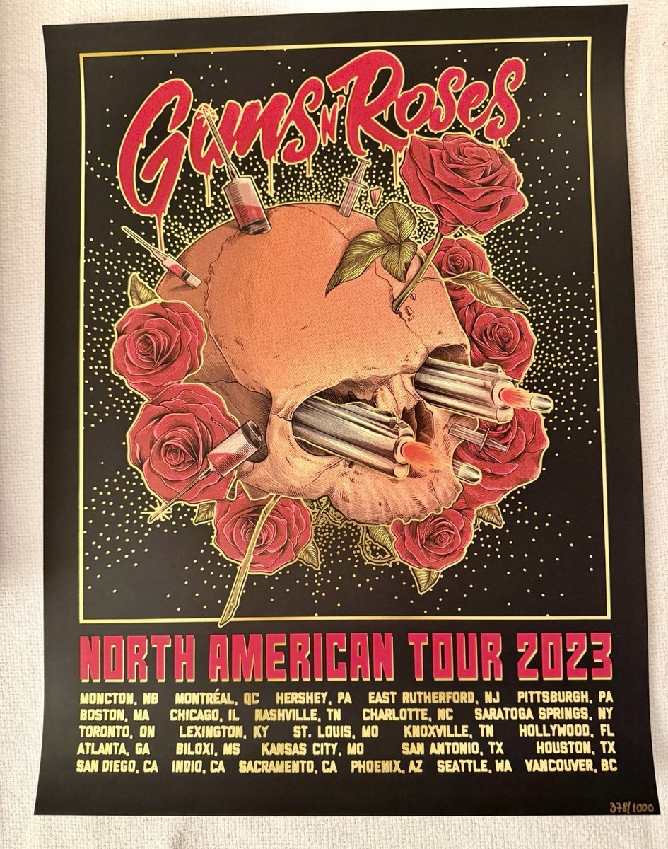 GUNS N ROSES POSTER FOIL NORTH AMERICAN TOUR 2023 GNR AXL SLASH