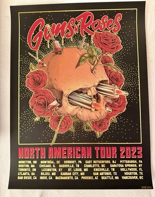 GUNS N ROSES POSTER FOIL NORTH AMERICAN TOUR 2023 GNR AXL SLASH