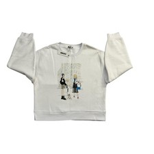 DKNY Sport Womens Graphic Sweatshirt White City Shopping Crewneck P5JHWCSC L NEW