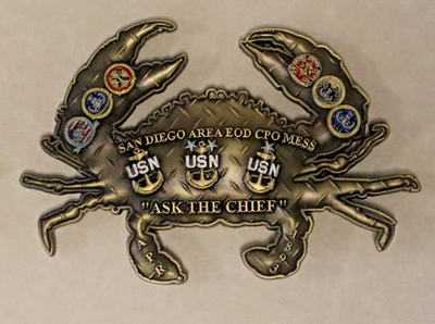San Diego Chief's Crab Explosive Ordnance Disposal EOD Bronz Navy