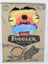 New FUGGLER FART FACE Wide Eyed Weirdo Rainbow Fur Funny Ugly Monster 9 In Zuru