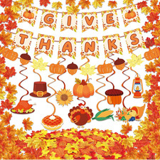 Fall Thanksgiving Decorations Set - 213 PCS Autumn Decor with Pre  Strung Give Th