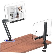 Desk Clamp Acrylic Book Stand for Reading, Ergonomic Design Adjustable Gray