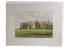 Lot of 9 Antique English Country Estate Chromolithographs 19thC Castles & Manors