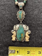 Navajo sterling silver necklace and turquoise pendant by Martha Willeto
