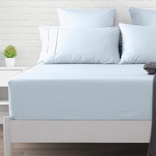 Twin Fitted Sheet Only - 500 Thread Count Light Blue Soft 100 Cotton Sateen ...