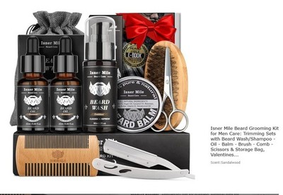Isner Mile Beard Kit for Men, Grooming & Trimming Tool Complete Set with Shampoo