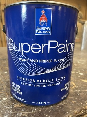 1 Gallon Sherwin Williams Super Paint Interior Satin/9166 Drift Of Mist Gray