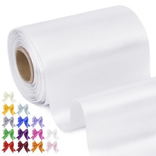 JeogYong White Satin Ribbon 4 Inch x 22 Yards Wide Satin Ribbon Polyester Fabric
