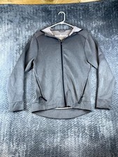 All in Motion Tech Fleece Hoodie Mens S Gray Stretch Full Zip Thumbholes Sleeve