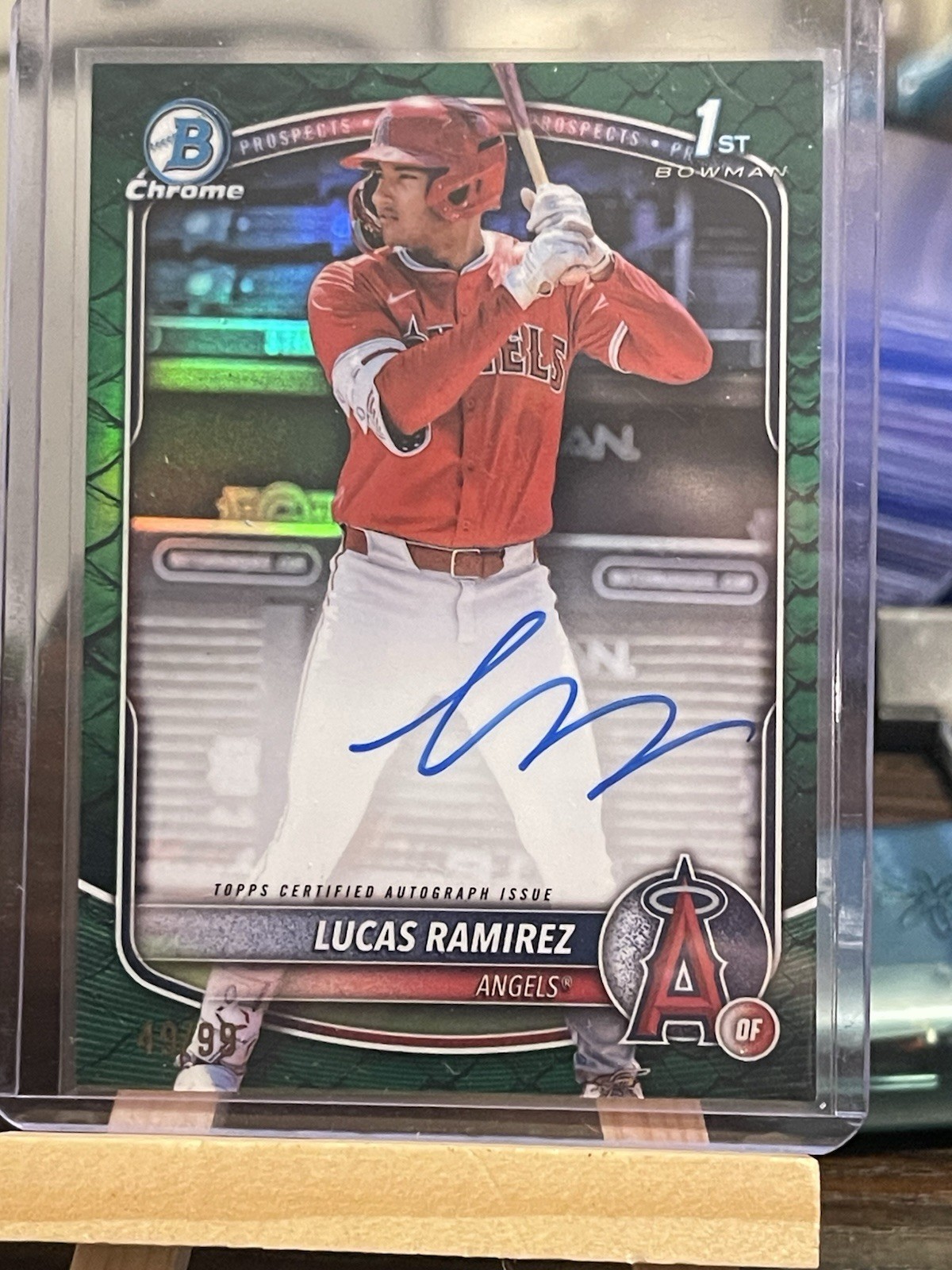 2025 Bowman Chrome 1st Lucas Ramirez Green Reptilian Refractor Auto /99 RC SP