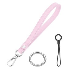 7 Inch Wristlet Strap PU Leather Silver Ring Lanyard for Clutch Pink 