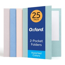 Oxford 2 Pocket Folders, 25 Pack, Calming Colors, School 8.5" x 11", Assorted