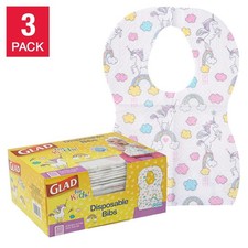 Glad for Kids Disposable Bibs, Unicorns, 90-count - Get Free Shipping