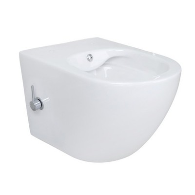 Belvit Hänge-WC spülrandlos Weiß mit Taharetfunktion & Kalt-/Warmwasserarmatu