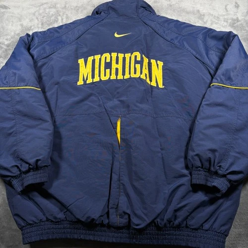 Vintage Michigan Wolverines Jacket Mens 2XL Navy Blue Nike Sports Outerwear Rare image 6