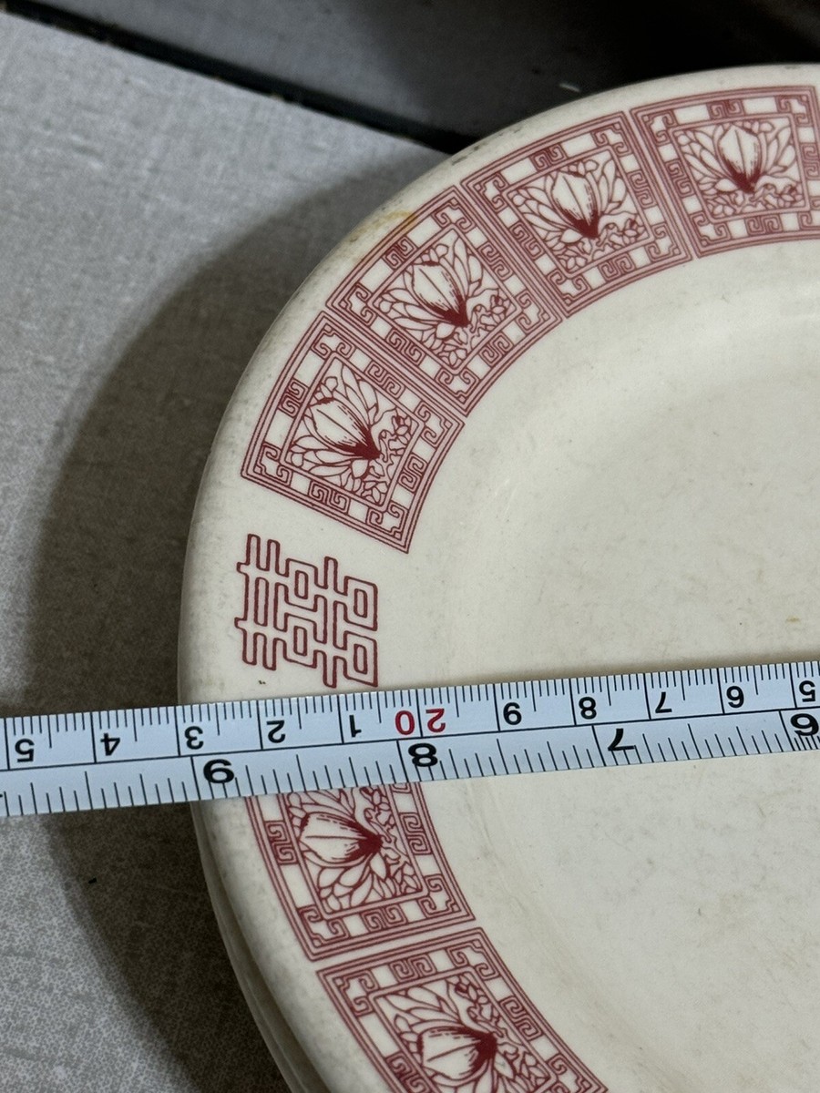 Buffalo China ダイナー皿３枚 VTG Set Of 3 Buffalo China Red and White Dinner Plate