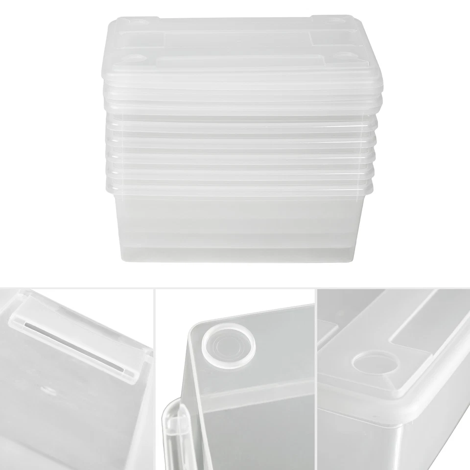 6x scatole scarpe plastica storage box trasparenti multiuso coperchio impilabili - Immagine 4 di 4