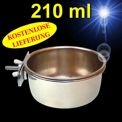 DUVO 0,21 L 🐹🐦 EDELSTAHLNAPF SCHRAUBBEFESTIGUNG Vogel Zubehör Futternapf Nager