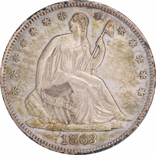 1863 Liberty Seated Silver Half Dollar Choice EF  Uncertified #1145