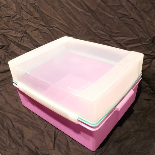 Vintage Tupperware Large Storage Tote Container pink purple 1650-1 lid tray - Picture 4 of 17