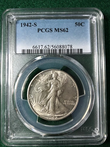 1942-S Walking Liberty Half Dollar 50c PSGS MS62