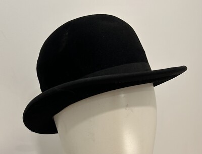 Herrenhut 1910er 20er Jahre schwarz Bowler Vintage schwedisch 53 klein