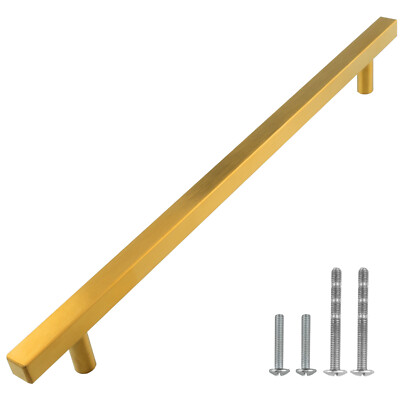 Gold Satin Brass Brushed Modern Cabinet Handles Pulls Kitchen Hardware Stainless