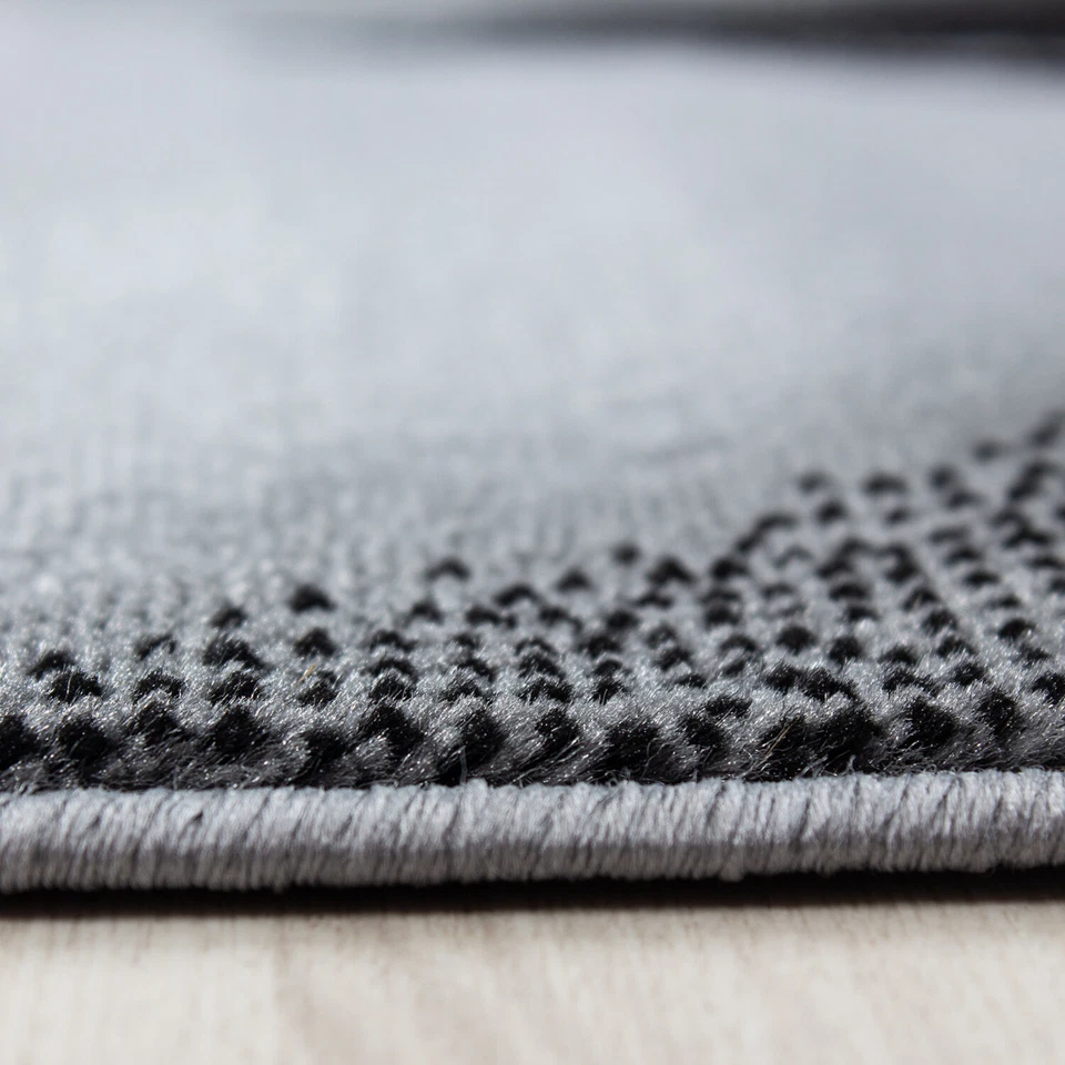 Kurzflor Teppich Wohnzimmerteppich Schattenmuster Hellgrau Schwarz Meliert - Bild 3 von 4