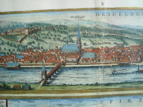 Heidelberg Speyer Worms alter dekorativer Braun und Hogenberg Kupferstich 1580 - Picture 2 of 9