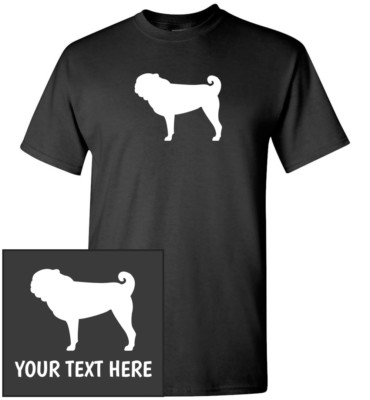 Pug Dog Silhouette T-Shirt, Men Women Kids Long Tank Personalized Custom Tee