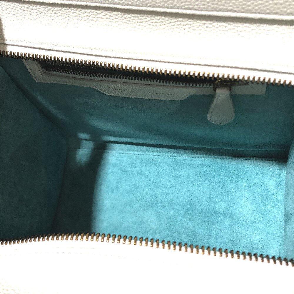 CELINE Tote bag Micro Shopper Luggage Hand bag OffWhite x Sky Blue image 6