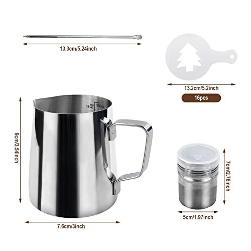 Milk Frothing Jug 350ml (12oz) Stainless Steel Milk Pitcher Cup Barista Milk Jug eBay