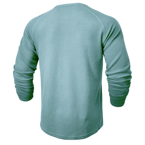 Mens Ribbed Henley Shirts Long Sleeve Button Grandad Plain Casual Tops T-Shirt - Picture 15 of 34