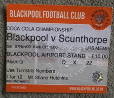 2009-10 Blackpool v Scunthorpe United - Championship - Ticket Stub