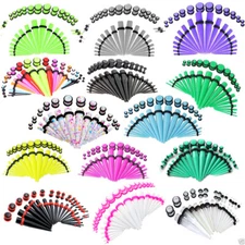 Ear Stretching Kit 24/36/54PCS Acrylic Ear Tapers Plugs Beginner Gauges 14G-00G