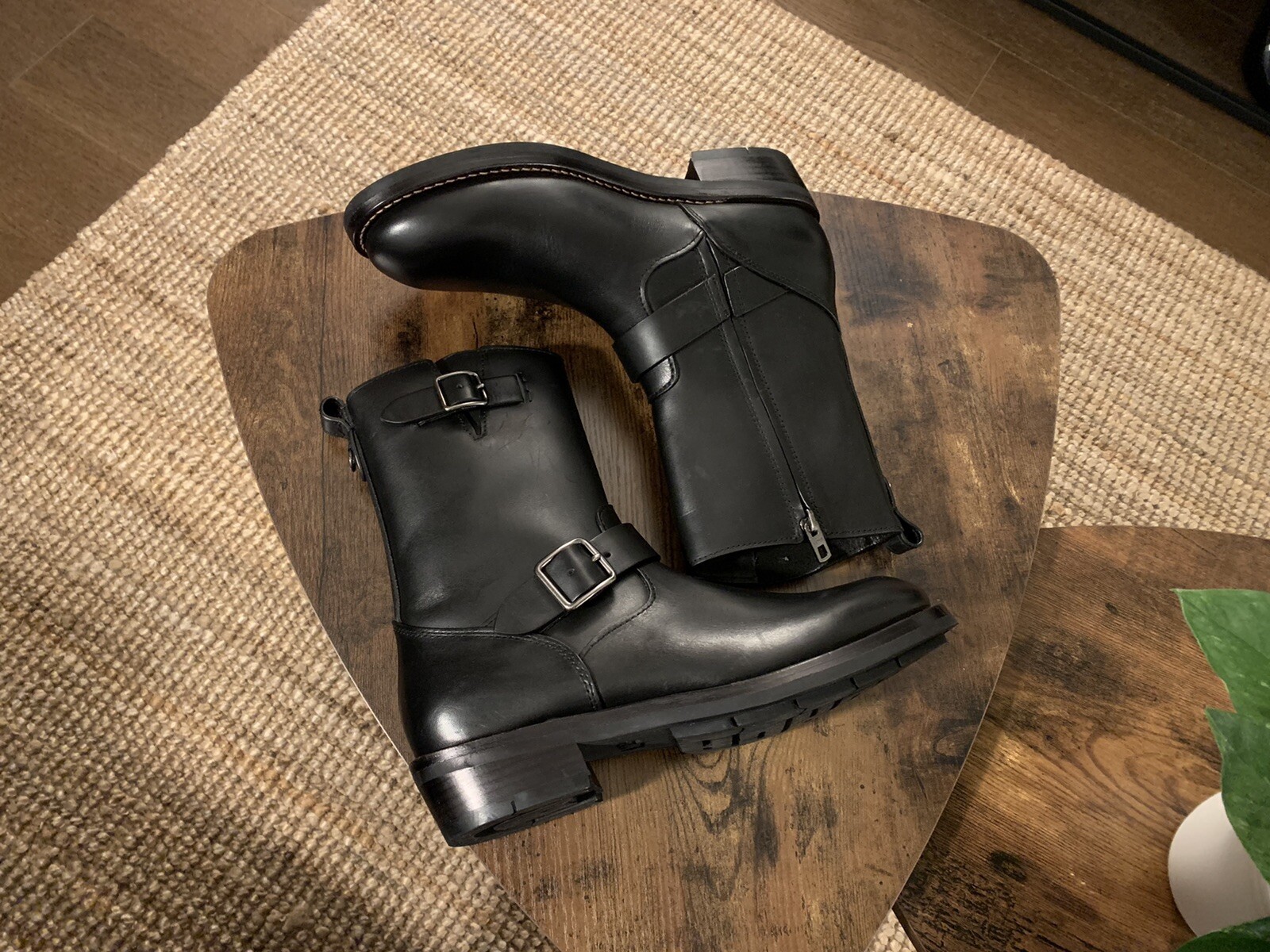 Coach Mens Leather Engineer Boots Moto 
