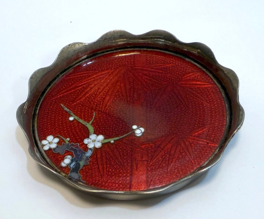 Set of  4  S Inaba Kyoto  Coasters Ox Blood  Cloisonne -Japan