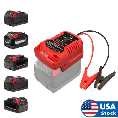 Jumper Cables Jump Starter Charger Adapter Compatible with Milwaukee 18v Battery
