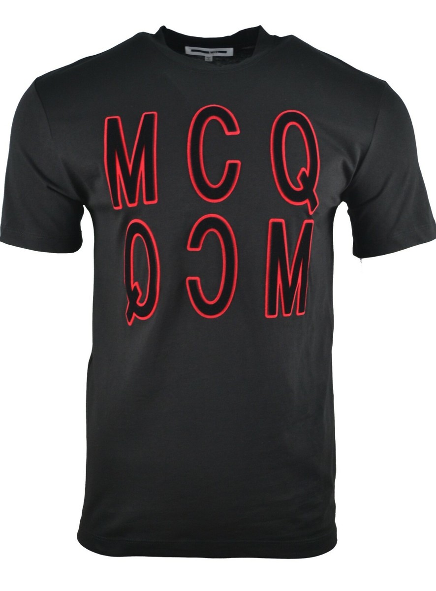 Alexander McQueen McQ T-Shirt XS S Men Mirrored Velvet Raised Logo