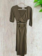 ASOS Women's pleated wrap around midi dress in khaki Size US 06