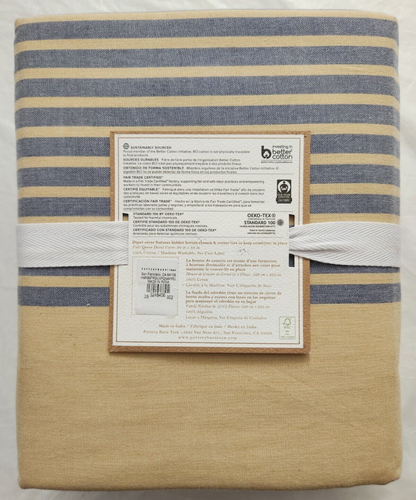 Pottery Barn Teen Harbor Stripe Duvet Cover Full / Queen 90" x 88" Navy Yellow - Picture 2 of 2